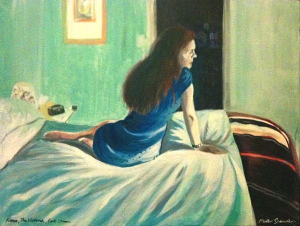 Woman in hotel room