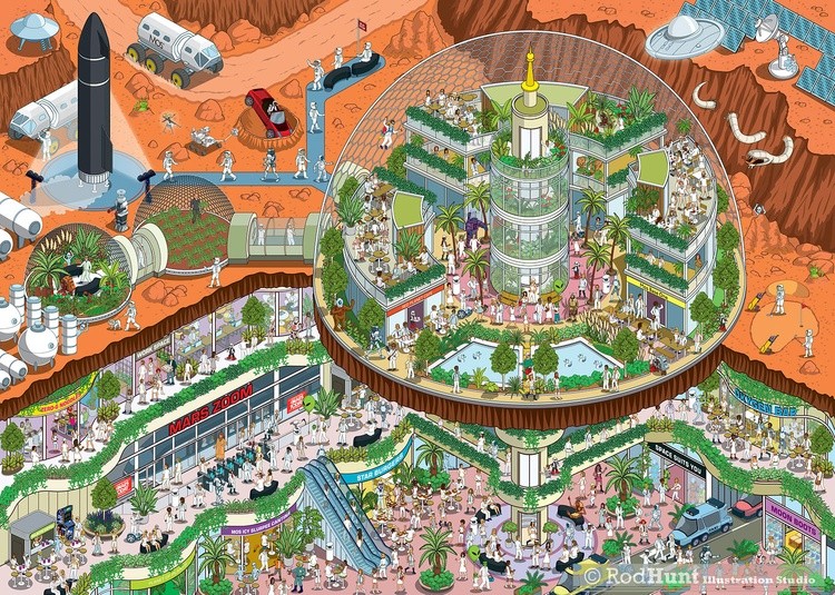Mos Urban Mars Colony Jigsaw Puzzle Illustration