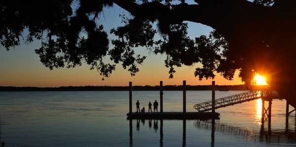 People fishing on a pier
