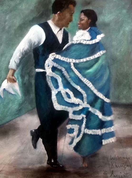 Marinera trujillana Perú Serie matices peruanos ¨öleo sobre lienzo 90x60cm 2015 Warmi Khuyay Aminta