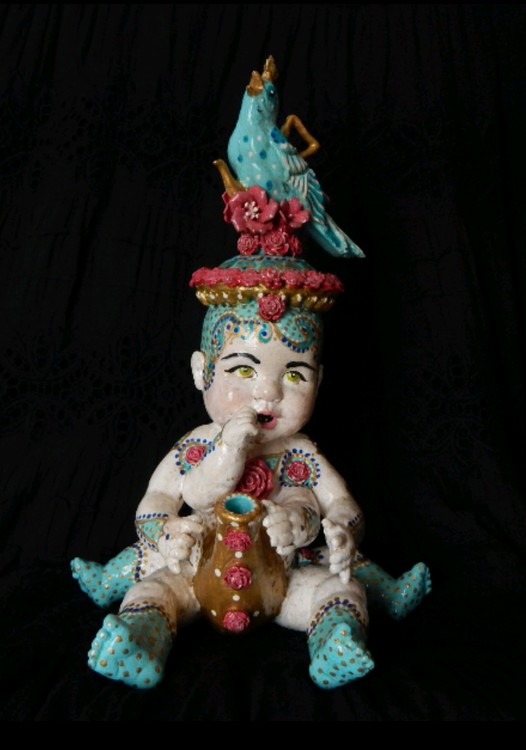 Bird on Head Naughty Teapot  'Wee Wee Spot of Tea'