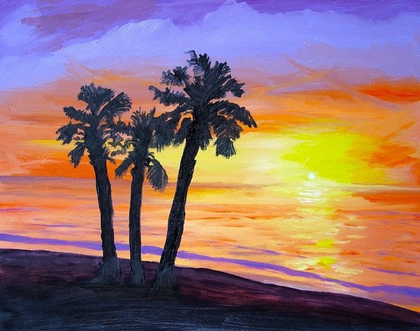 Tropical Sunset in Oil