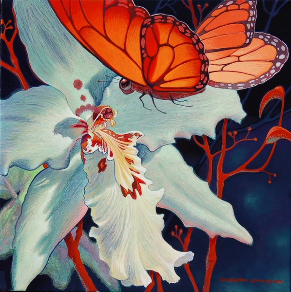 GREEN ORCHID & BUTTERFLY