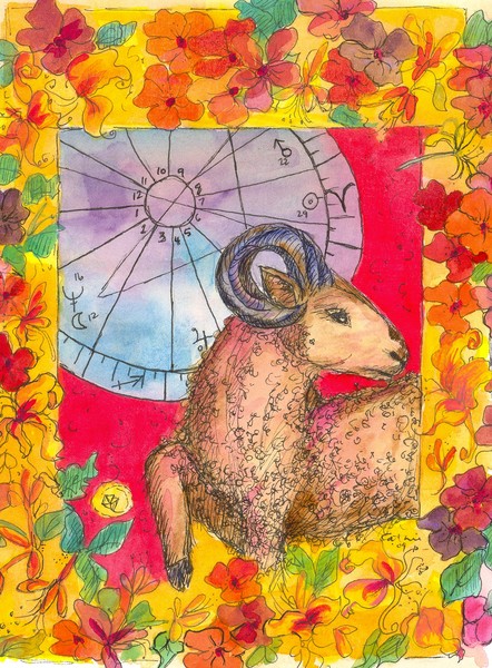 Aries Zodiac Sign Watercolor
