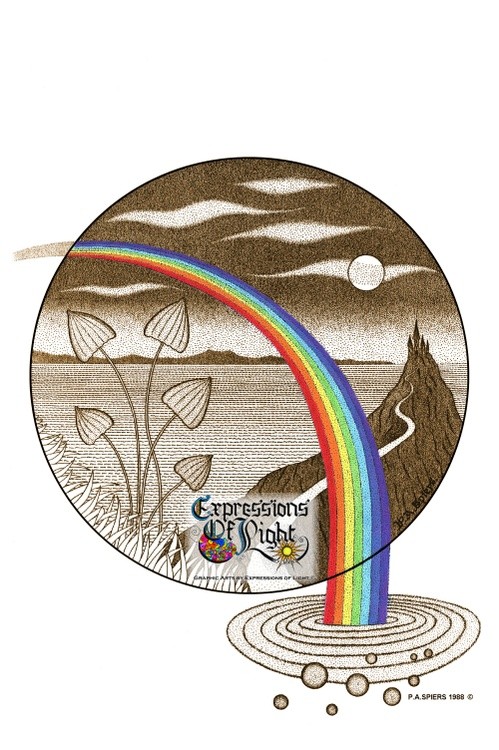 ExpoLight-Graphic-Arts-Magic-Mushrooms-1988-0001 (Pen-&-Ink-Sepia-Coloured-SP)