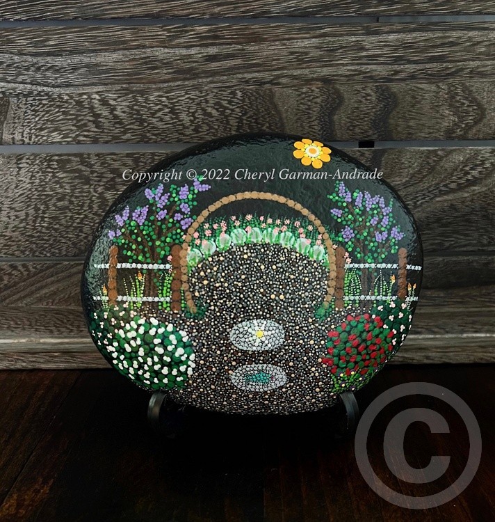 Moon Gate Dot Art River Stone