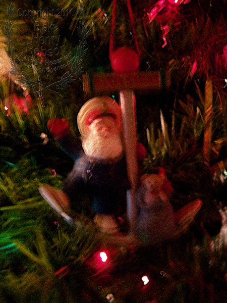 Christmas tree, ornaments, tinsel & colorful light