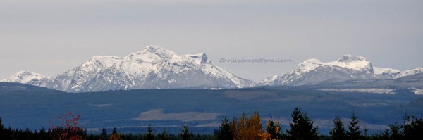 snow in the mountains