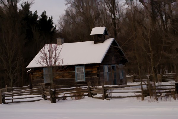 Cottage with blue trim