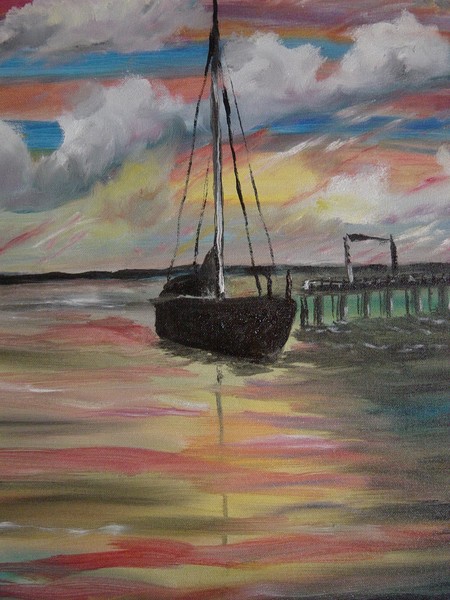 Sailboat leaving port