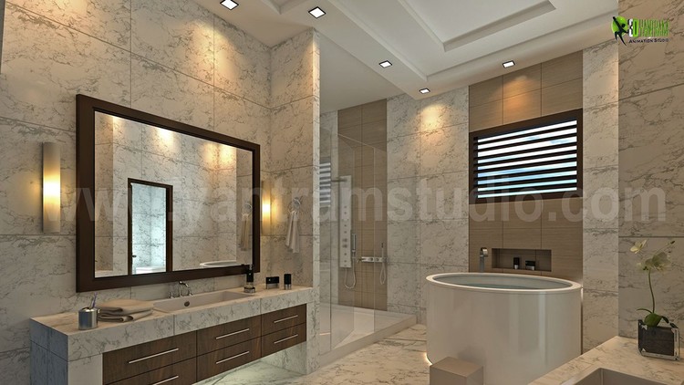 3D Interior Design Rendering of Modern Bathroom
