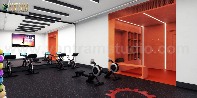 Commercial Fitness GYM 3D Interior Designers Ideas by Architectural Rendering Companies