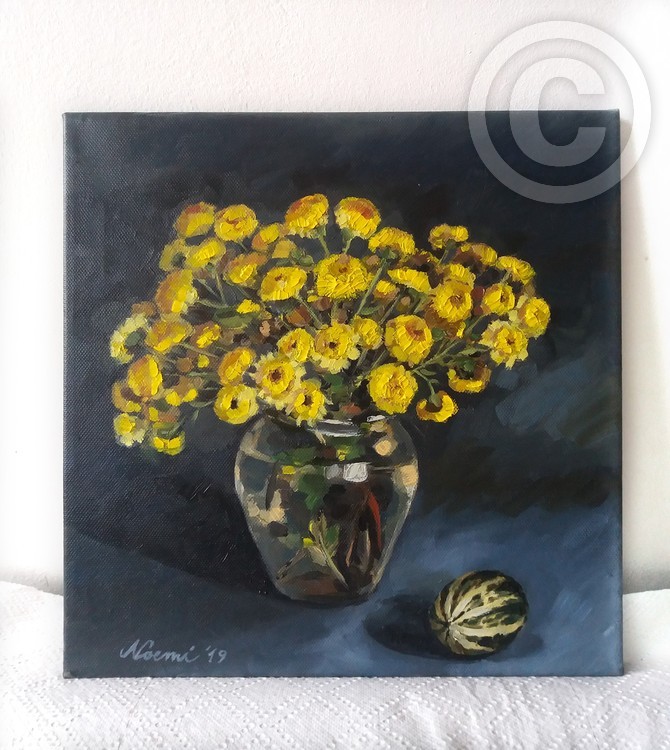 Autumn Yellow Flowers in a Jar