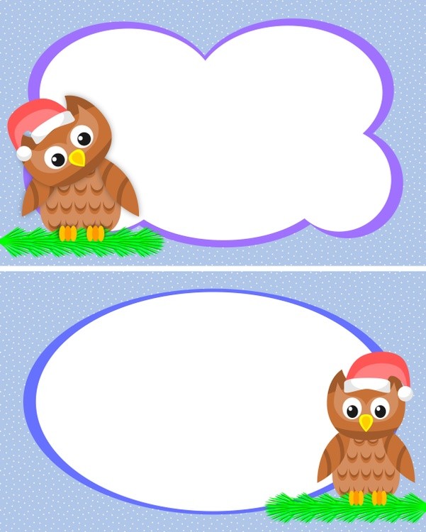 Two winter blue templates with an owl