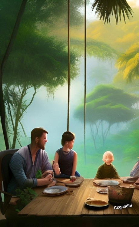 Holiday breakfast in jungle 