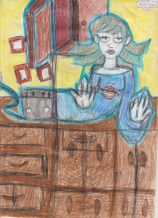 drawing  cassidey the ghost possessing  the toaster ghost activity at the kitchen