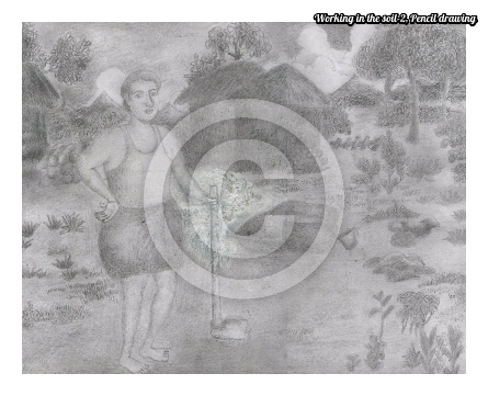 Working in the soil-II, Pencil drawing