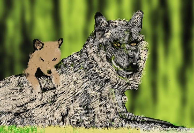 Big Black Wolf Teeny Tan Tot   P410