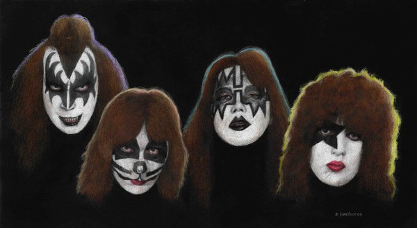 Kiss - HOTTEST BAND IN THE WORLD - Colored Pencil Drawing by Dean Huck