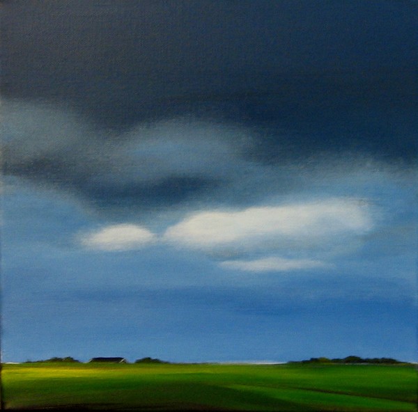 green fields, blue sky