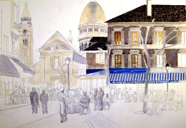 Paris: Days End Place Du Tertre Montmartre