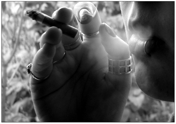 Chipped nails and day old smokes. 