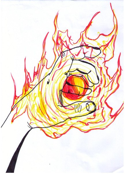 hand on fire