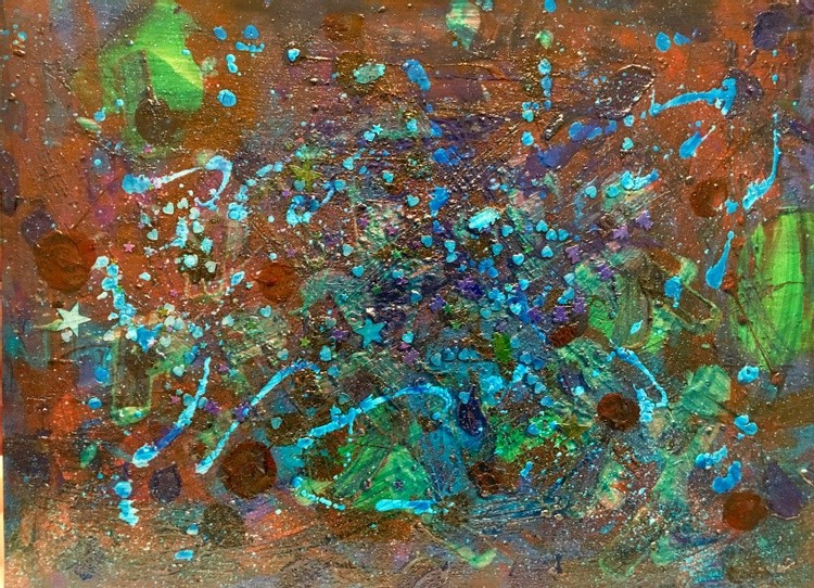 (sold)  BLUE STARS, 30*40*2cm, 2021 (original sold, prints/designs available)