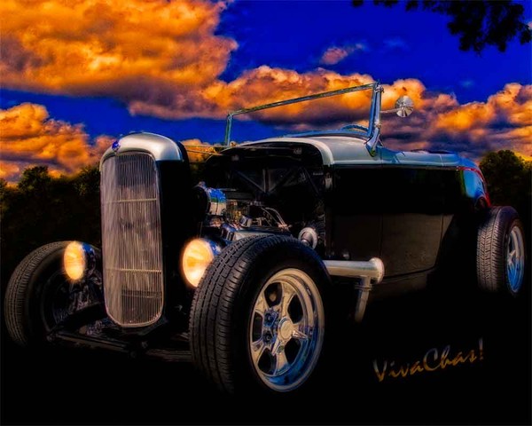 32 Ford Roadster In Silver & Black