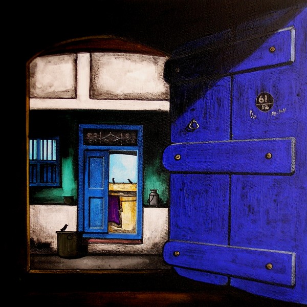 blue door