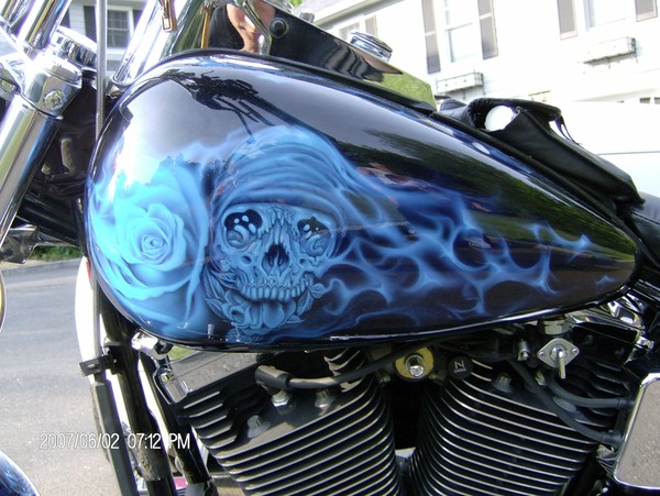 kandy Blue Skulls  sides of tank