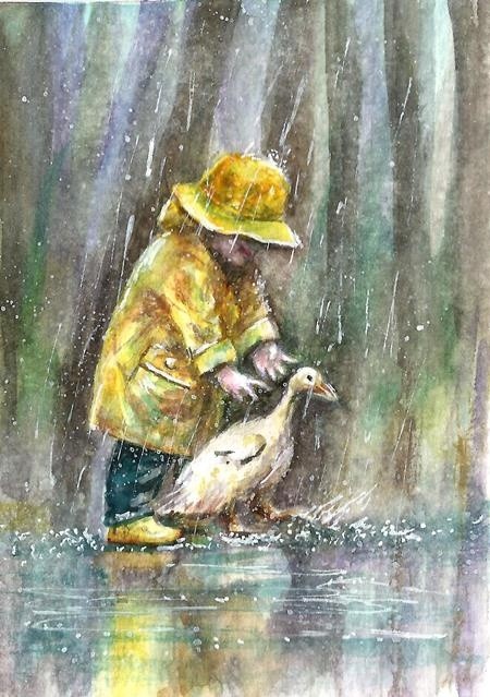 Child and goose