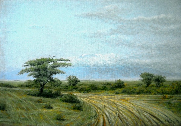Pastel Kilimanjaro from Namanga Gate Amboselli