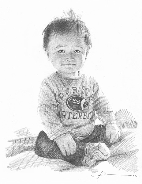 baby on blanket drawing mike theuer
