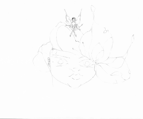 Girl w/Floral & Butterfly Image