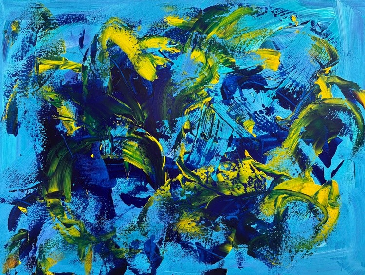 Blue & Yellow on Seafoam
