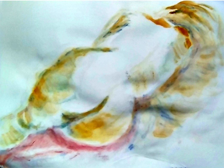Prudence Lying Watercolor