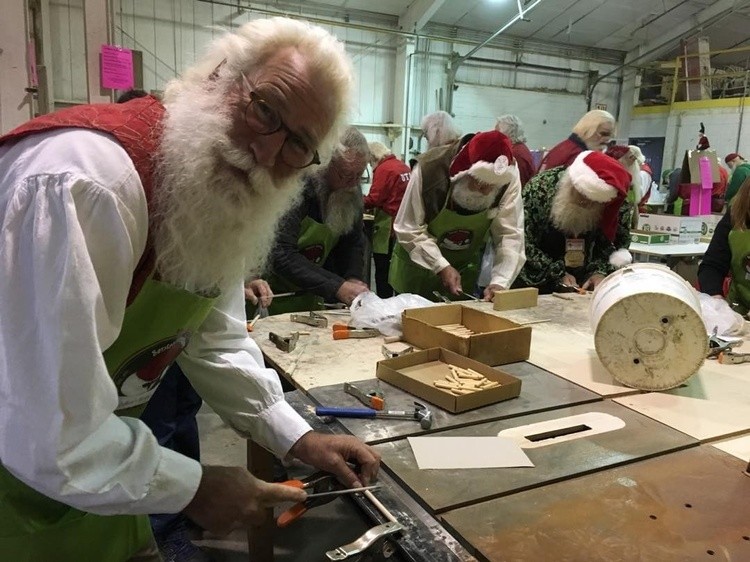 santa cortney in his workshop