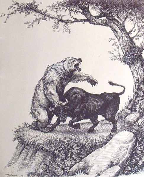 Bear Fighting a Bull