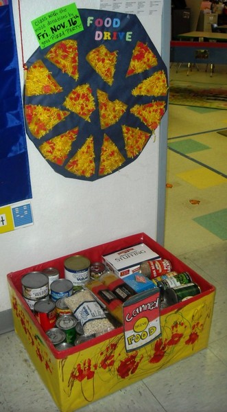 Food Drive Display Outside Classroom
