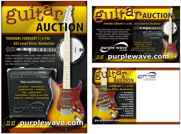 Purple Wave Guitar Auction Flier & Mailer