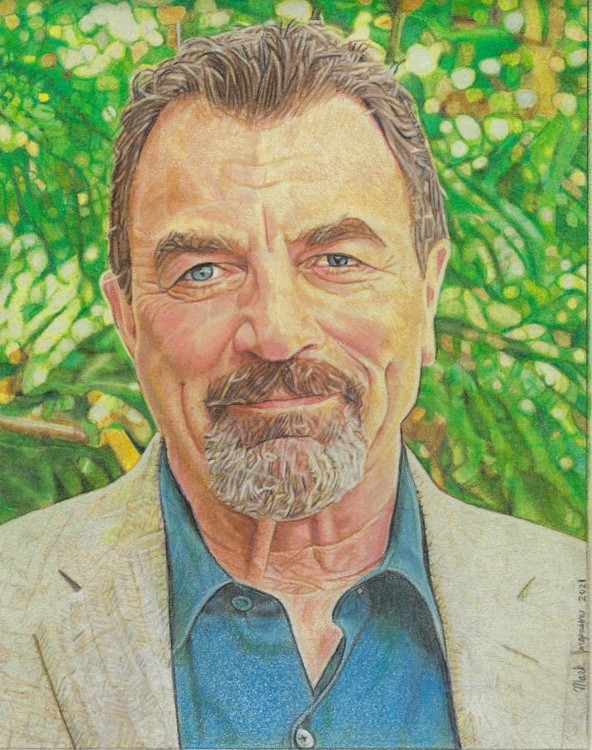 Tom Selleck in sunswept trees
