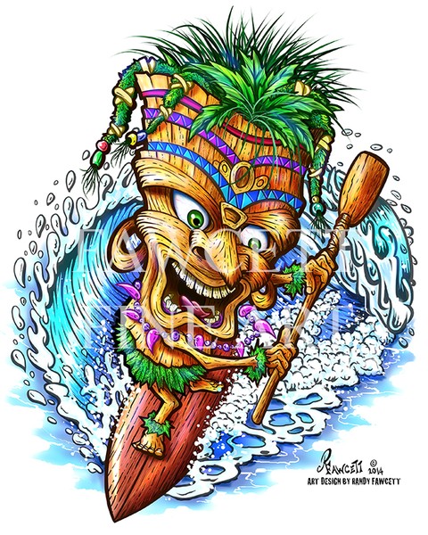 Tiki Paddleboarder T-Shirt Design