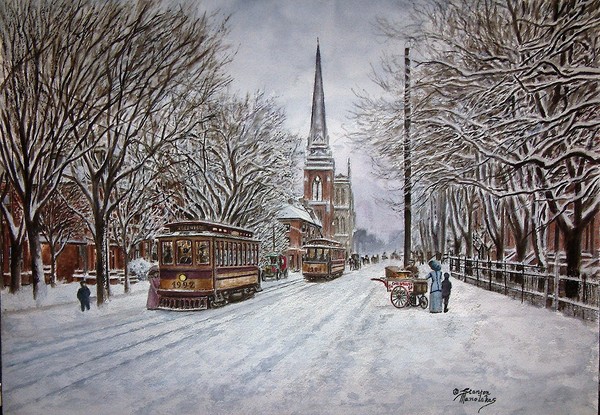 Winter Wonderland: Detroit MI Woodward Ave ca.1905