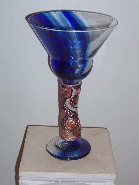 Goblet, with blue glass
