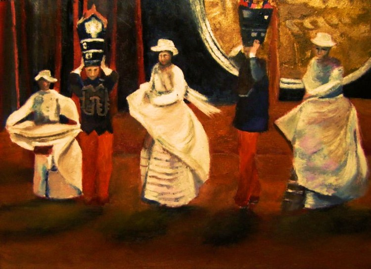 Negrillos de Chivay Danza de Arequipa Perú oleo sobre cartón A3 Serie Matices peruanos 2016 oct