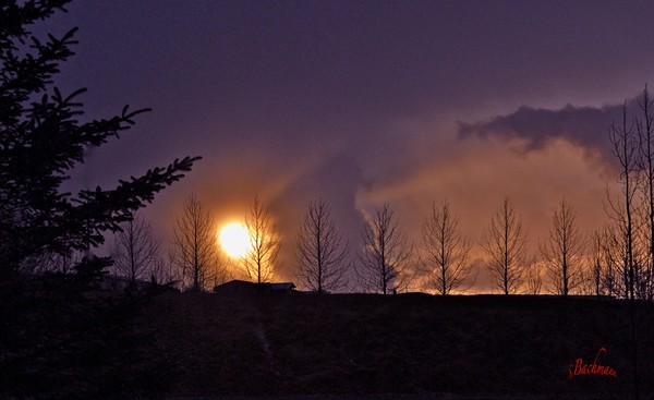   The lights blaze in the dusking sky !