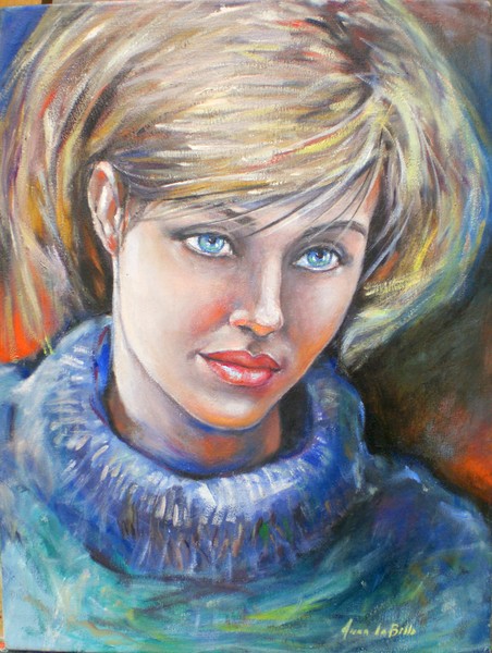 blue and green sweter