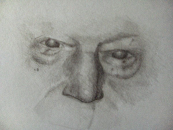 half finished portrait of my grandfather