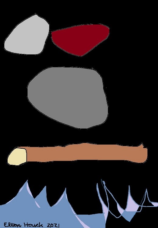 I SEE THREE STONES AND A STICK BESIDE THE SEA,,,,(c) 2021,,,elton houck.....digital 21,,,